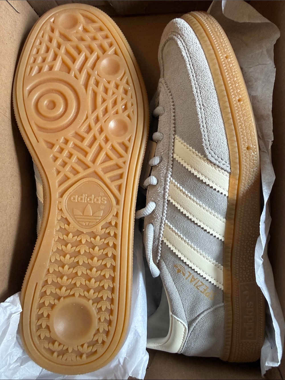 Adidas Handball Spezial Suede Sneakers - Light Gray & Cream - Picture 7 of 9